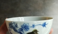 景德镇陈晋铭经草堂手绘宋人画意大茶碗